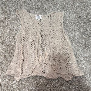 Hippie Rose Cream Cropped Tie Front Tank Top